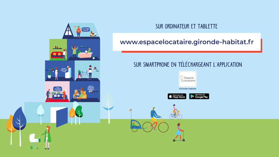 Gironde Habitat projet motion design Espace Locataire B to C, social media